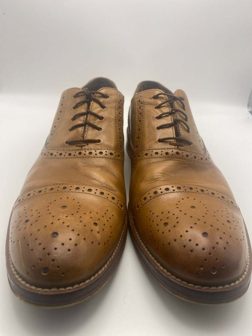 Johnston & Murphy Oxford Shoes Size 11M Tan Leather Brogue Dress (DS1008)